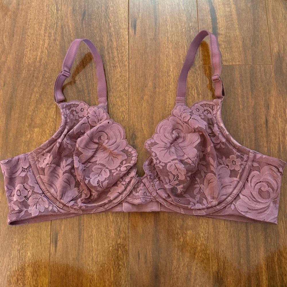 Lace Underwire Bra in Mauve Pink